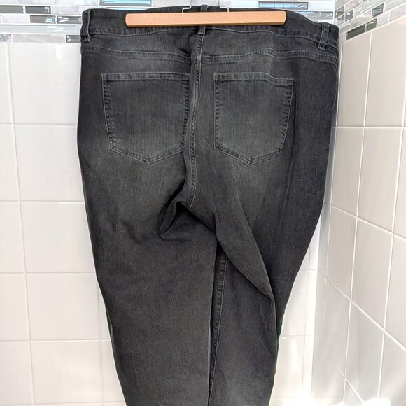 Lane Bryant Black Sequin Inserts Dark Gray Low Rise Girlfriend Distressed Jeans - Picture 5 of 6